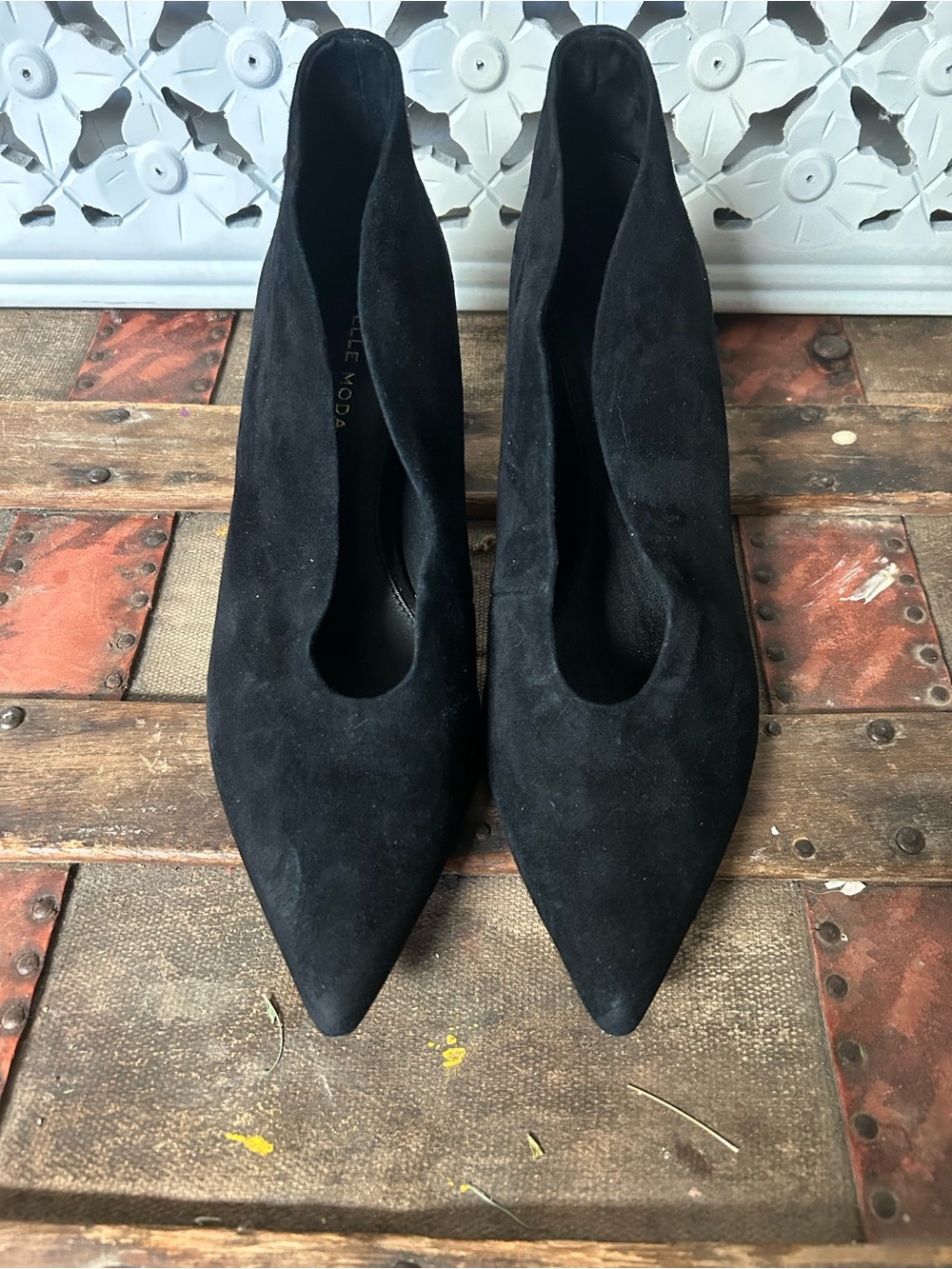 Pelle Moda Black Pointed Toe Heels Vero Cuoio‎ Leather Sole Pumps